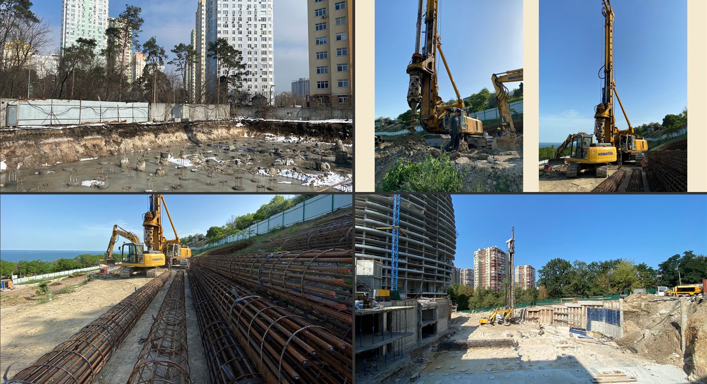 Колаж будівельних майданчиків і бурової техніки